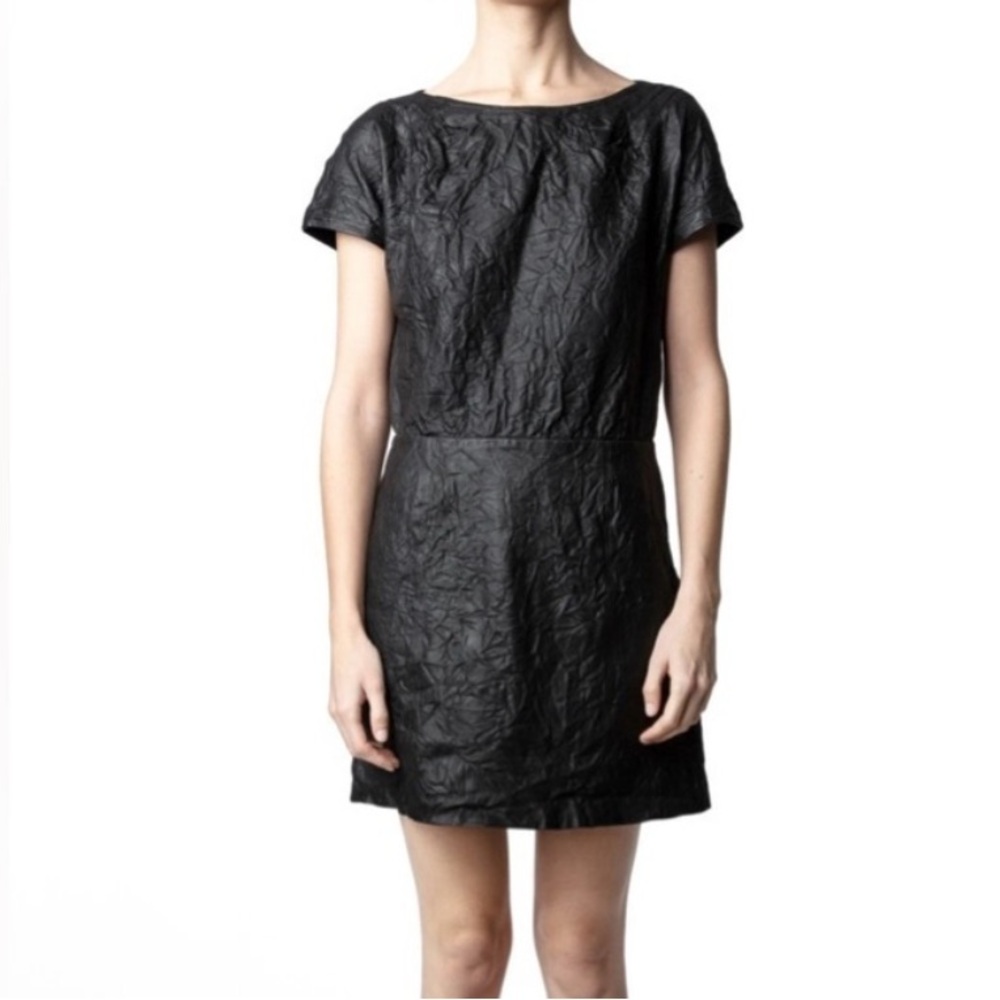 Zadig & Voltaire Rexa black leather mini dress XS
Crumpled texture, never worn